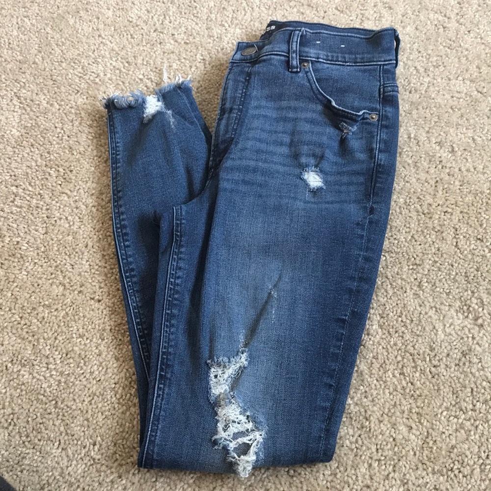 Express dark washed ripped jeans